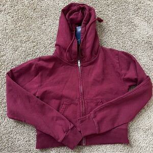 Brandy Melville Burgundy Zip-Up Hoodie